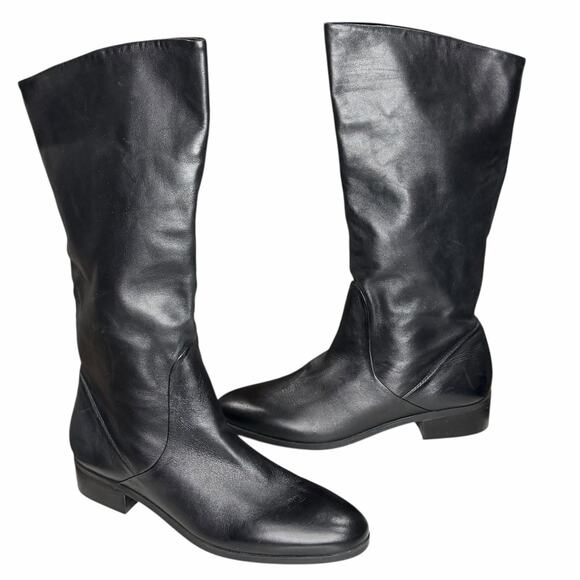 Markon Sandusky Boots 8 Black Leather Mid Calf Pull On Riding Western Equestrian - Picture 2 of 12